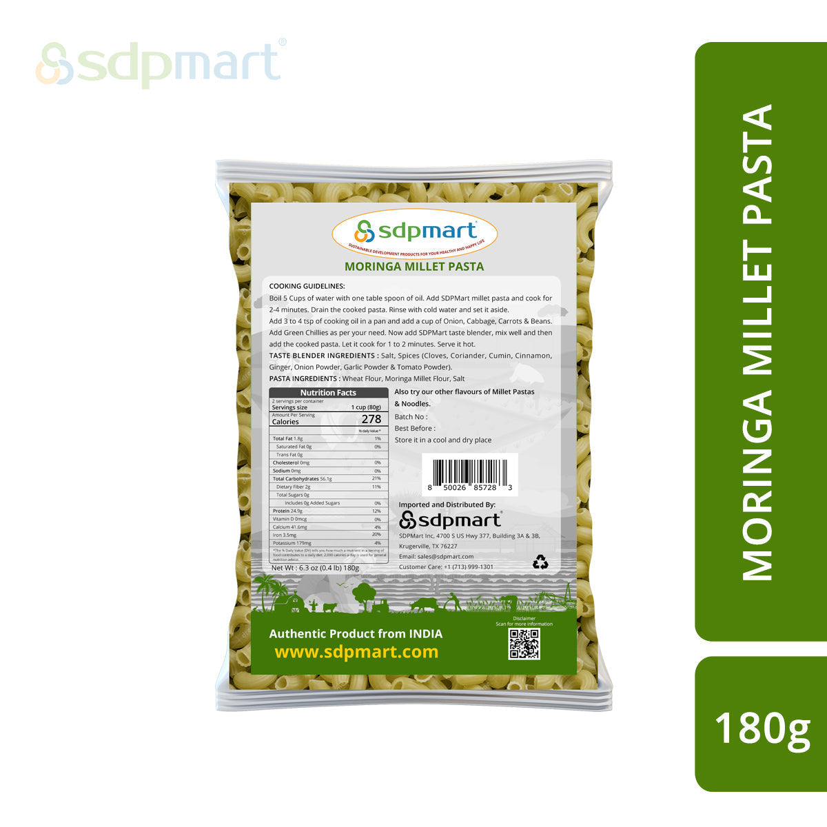 SDPMart Moringa Millet Pastas 180g - SDPMart