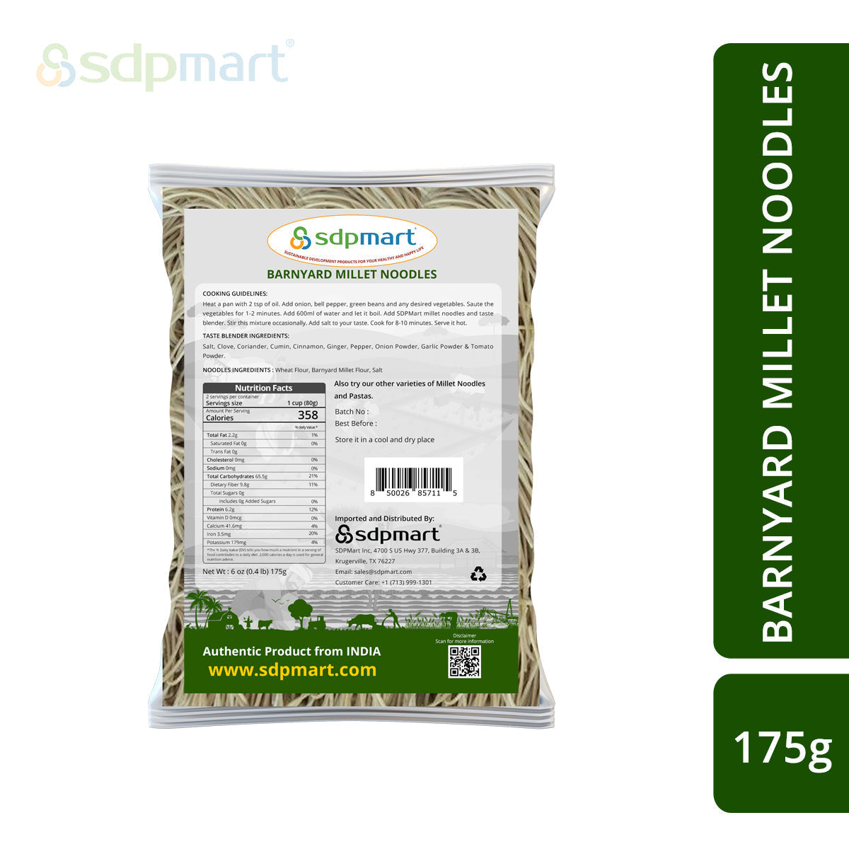 SDPMart Barnyard Millet Noodles 175g - SDPMart