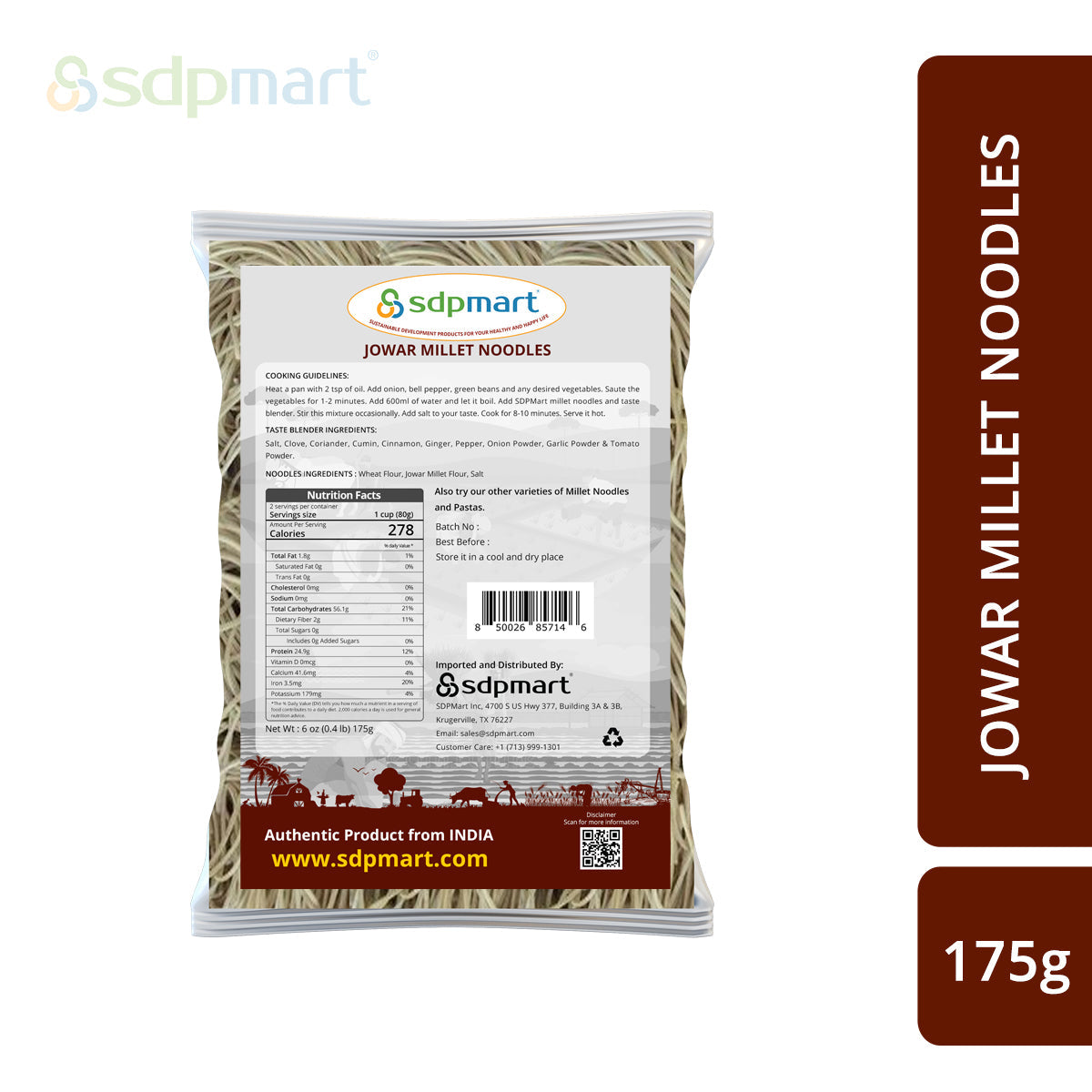 SDPMart Jowar Millet Noodles 175g - SDPMart