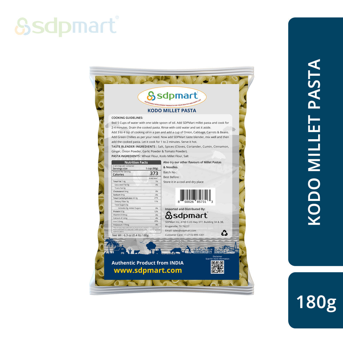 SDPMart Kodo Millet Pastas 180g - SDPMart