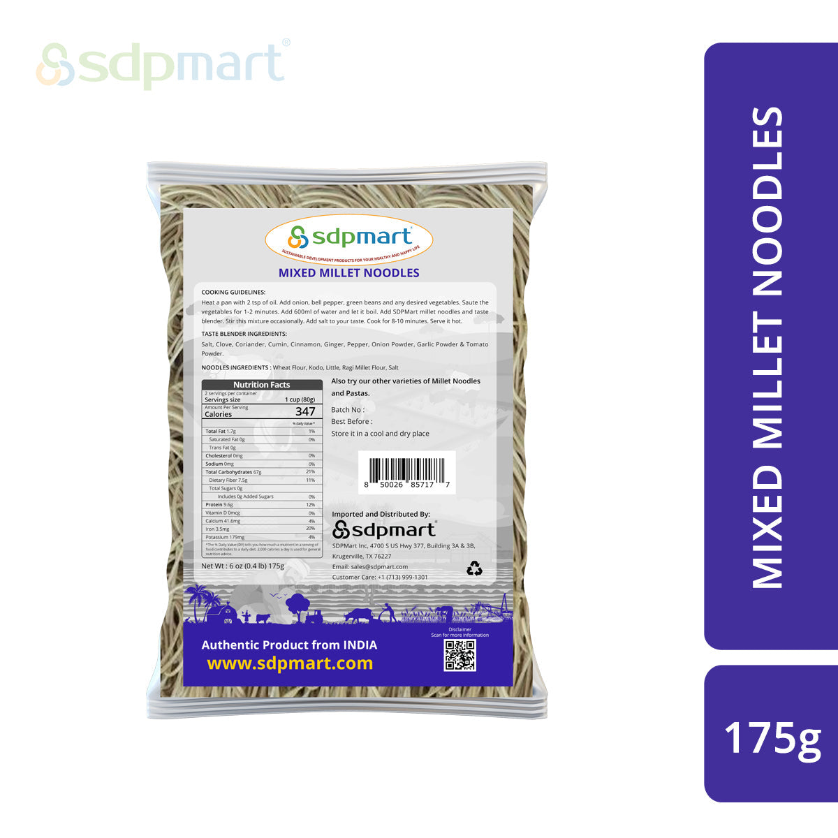 SDPMart Mixed Millet Noodles 175g - SDPMart