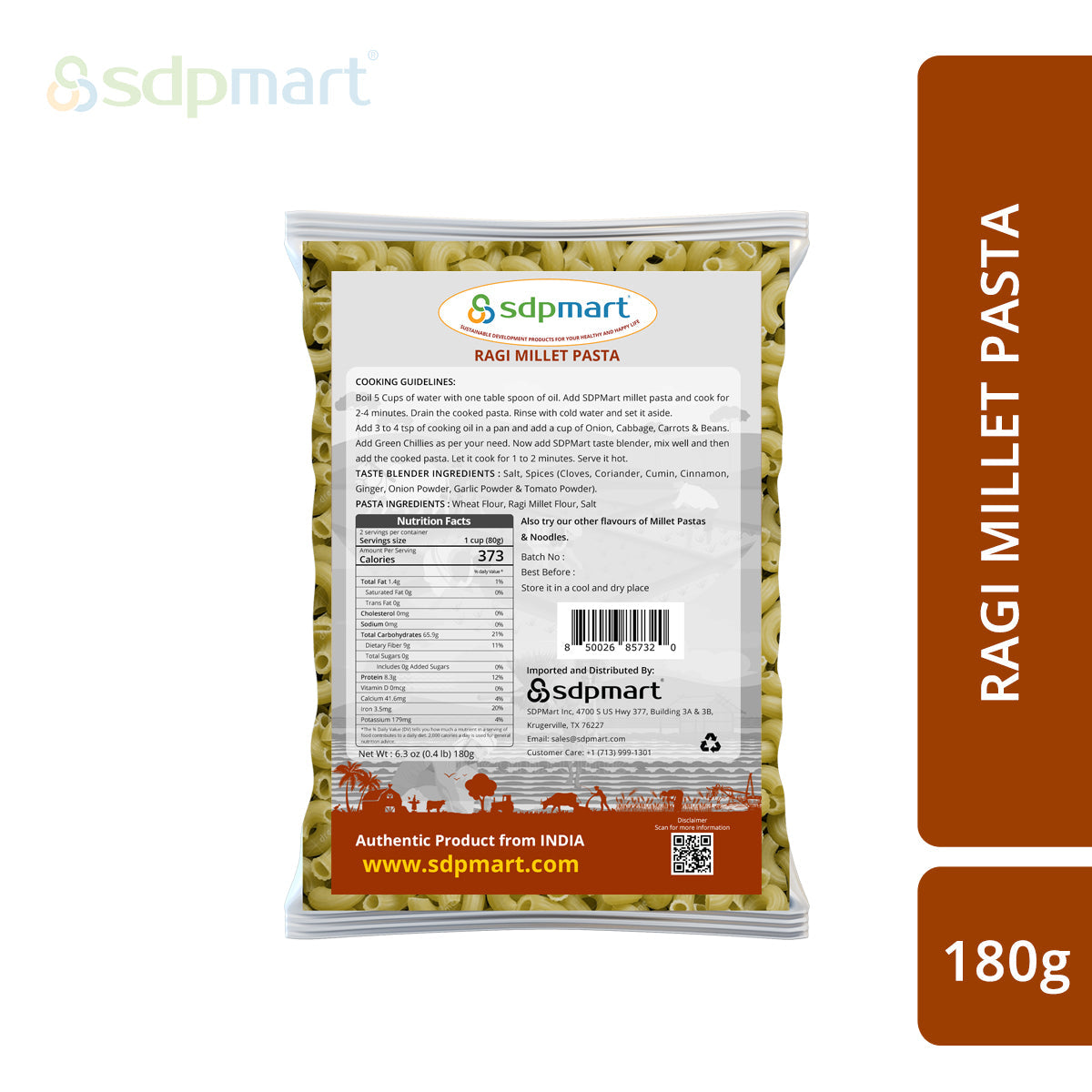 SDPMart Ragi Millet Pastas 180g - SDPMart