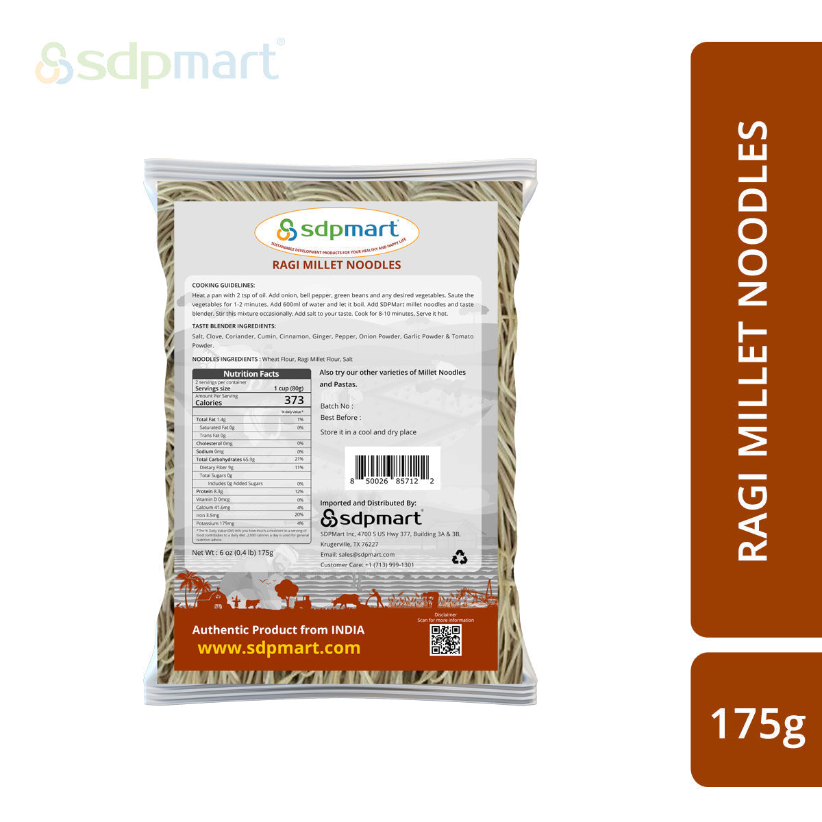 SDPMart Ragi Millet Noodles 175g - SDPMart