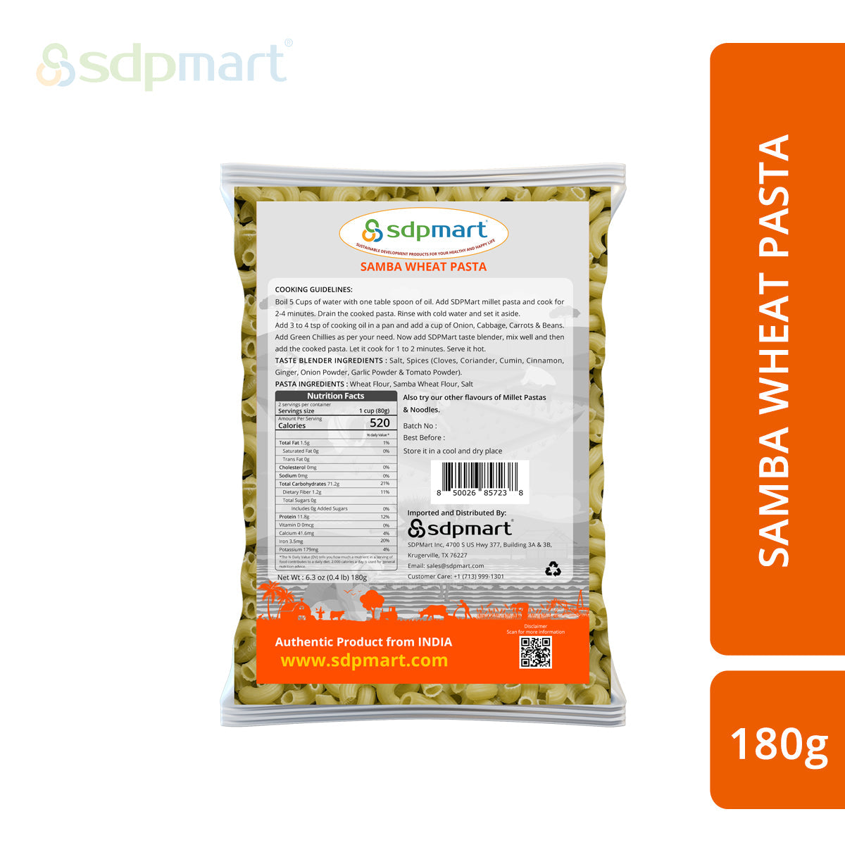 SDPMart Samba Wheat Pastas 180g - SDPMart