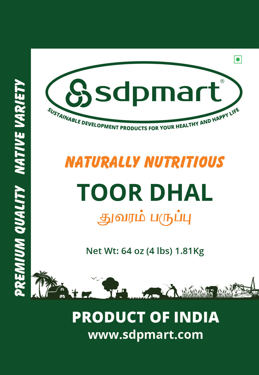 SDPMart Premium Native Toor Dhal  - 1.81 Kg (4 Lbs) - SDPMart