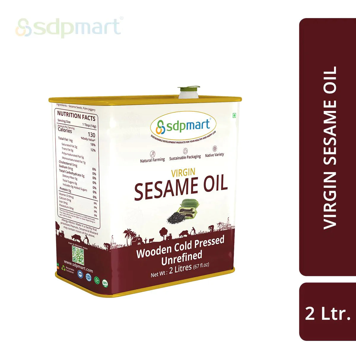 SDPMart Premium Virgin Sesame Oil - 2 Litre