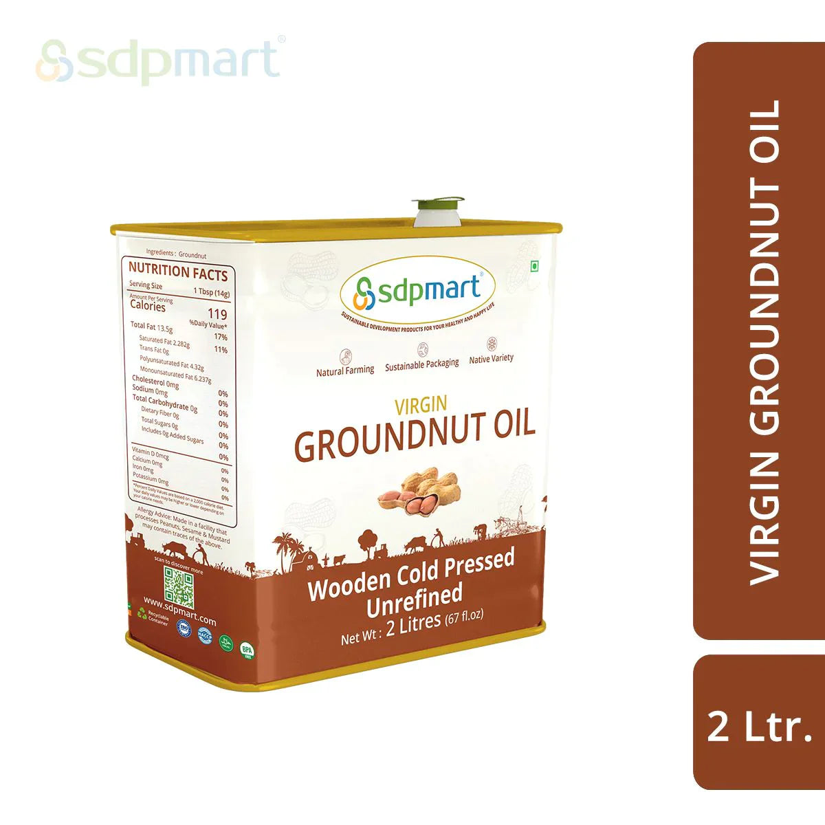 SDPMart Premium Virgin Peanut Oil - 2 Litre