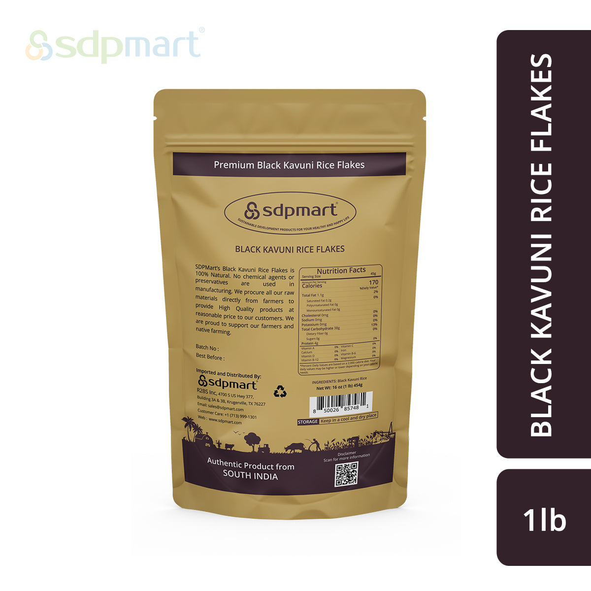 SDPMart Black Kavuni Rice Flakes - 1lb - SDPMart