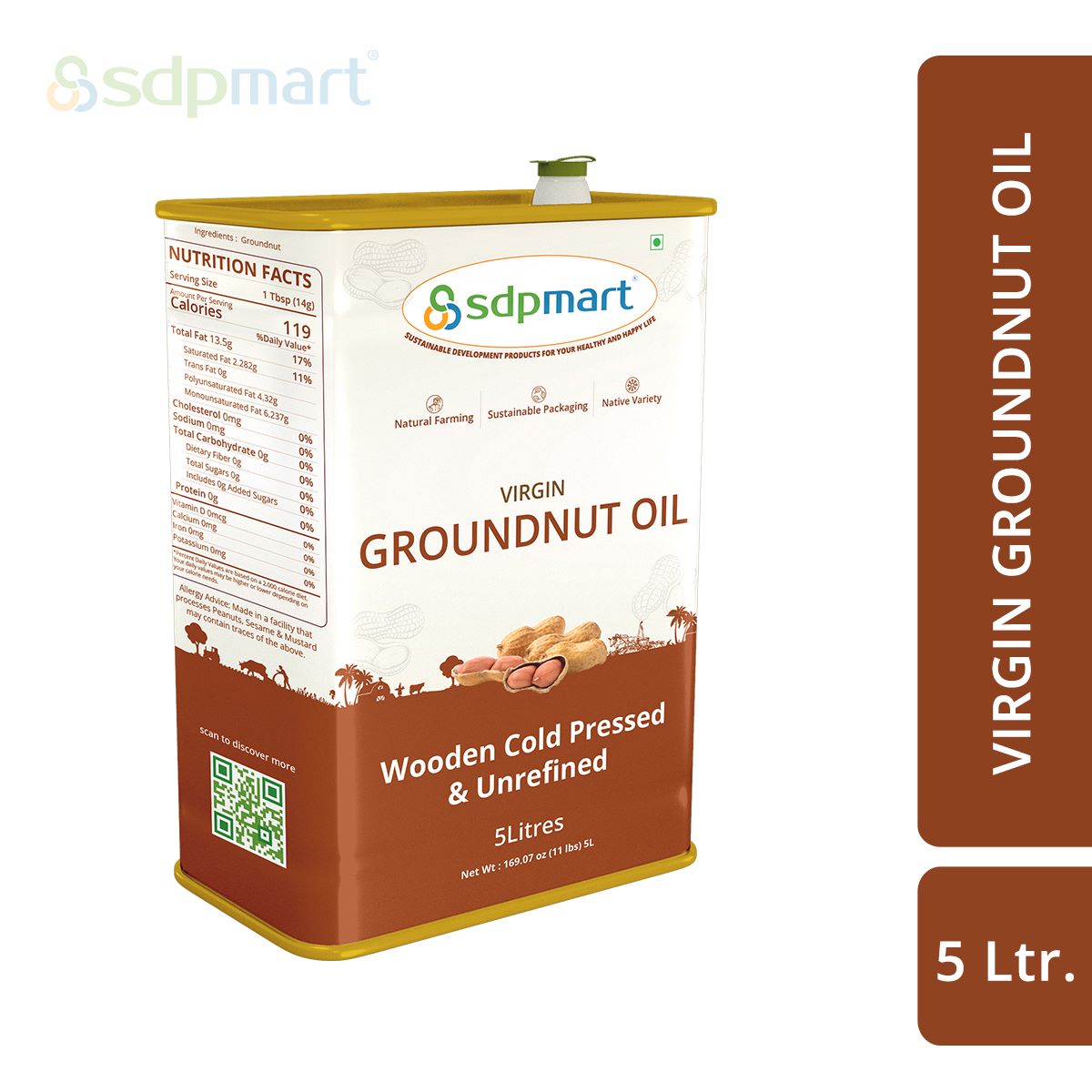 SDPMart Premium Virgin Peanut Oil - 5 Litre