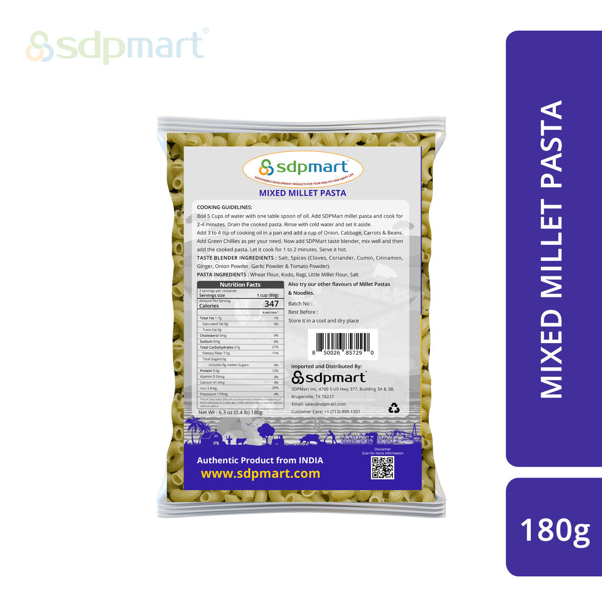 SDPMart Mixed Millet Pastas 180g - SDPMart