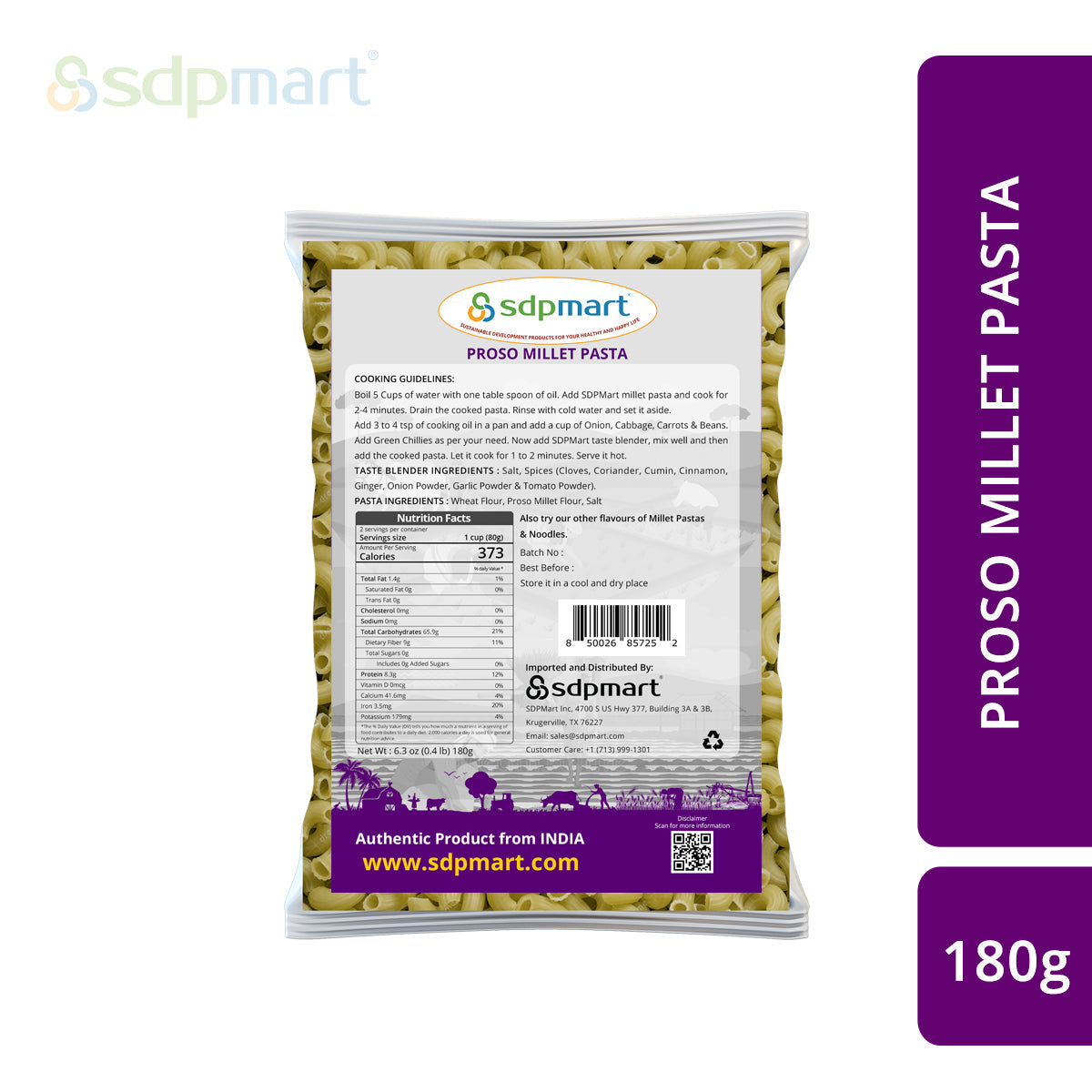 SDPMart Proso Millet Pastas 180g - SDPMart